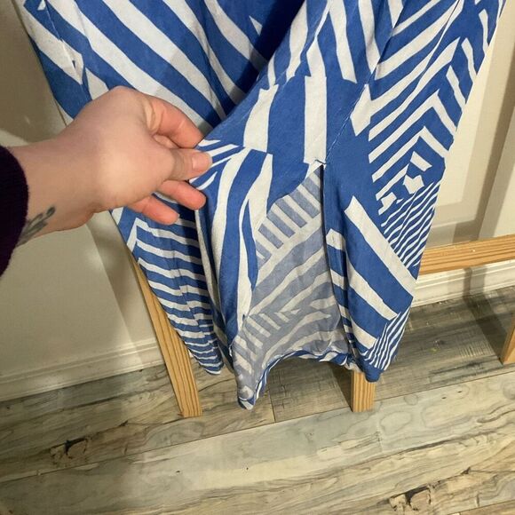 Chico’s travelers classic blue white angled striped maxi dress stretchy size one - Picture 7 of 9